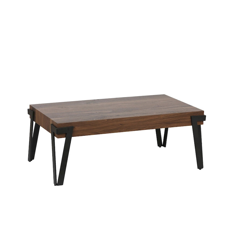 43-inch Industrial Wood and Metal Coffee Table - 17  H x 43.38  W x 24.5  D