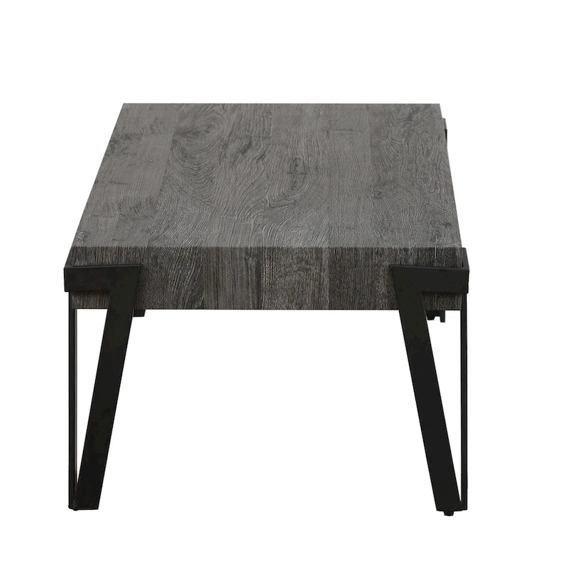 43-inch Industrial Wood and Metal Coffee Table - 17  H x 43.38  W x 24.5  D