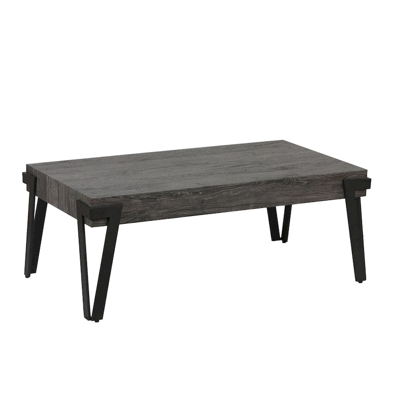 43-inch Industrial Wood and Metal Coffee Table - 17  H x 43.38  W x 24.5  D