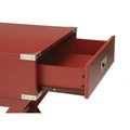 HomeRoots 24 Red Wood Cross Legs End Table With Drawer - 18 W x 16 D x 24 H