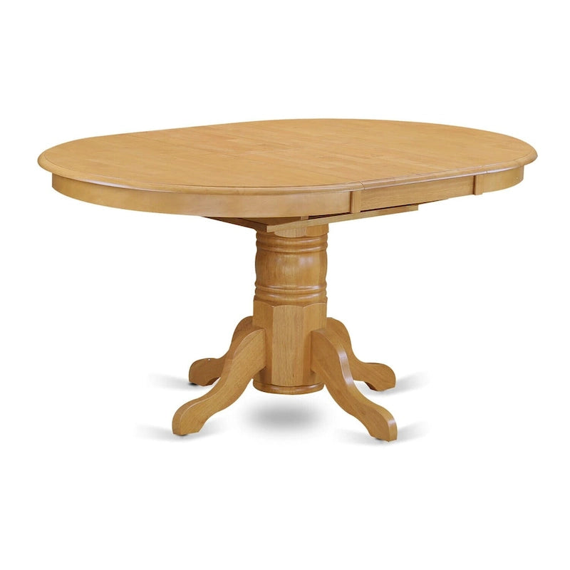East West Furniture Kitchen Dining Table Butterfly leaf Oval Table Top and Pedestal Legs- Hardwood Table (Finish Option)
