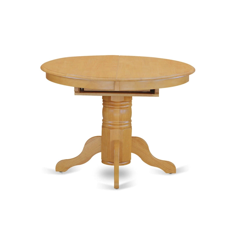 East West Furniture Kitchen Dining Table Butterfly leaf Oval Table Top and Pedestal Legs- Hardwood Table (Finish Option)