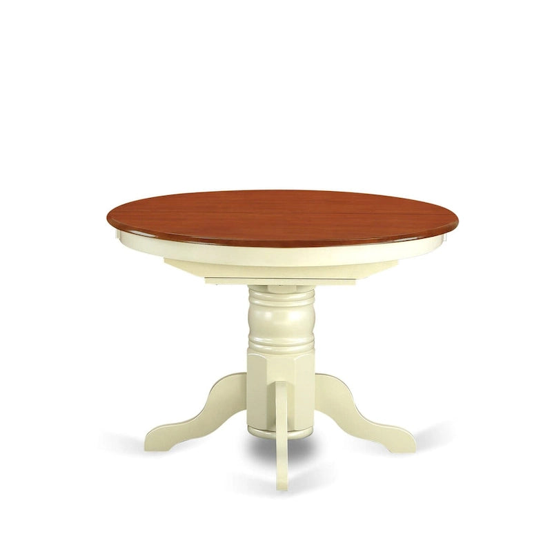 East West Furniture Kitchen Dining Table Butterfly leaf Oval Table Top and Pedestal Legs- Hardwood Table (Finish Option)