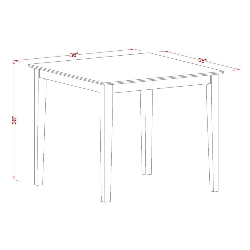East West Furniture 3 Piece Counter Height Pub Set- a Square Dining Table and 2 Kitchen Chairs, Mahogany(Seat Type Options)