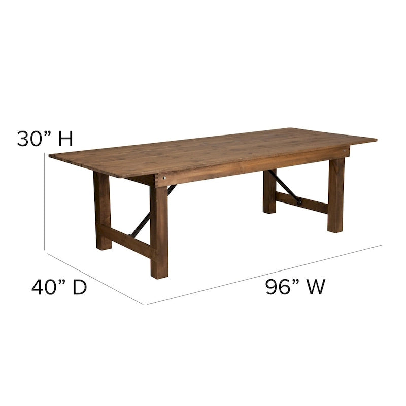 Solid Pine Folding Farm Table Set with 6 Benches