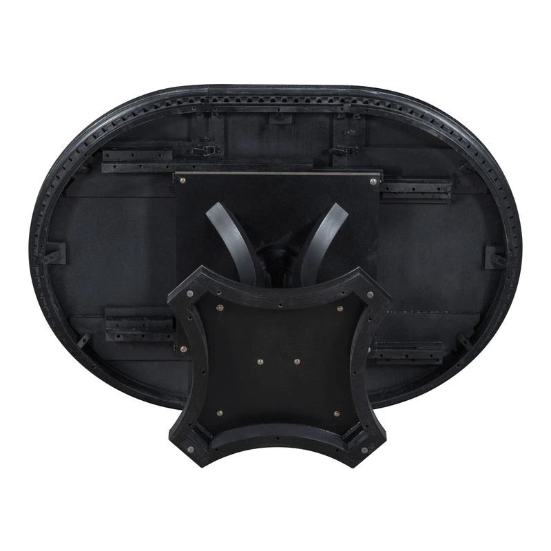 Retro 5-piece Dining Set Extendable Round Table and 4 Chairs for Kitchen Dining Room