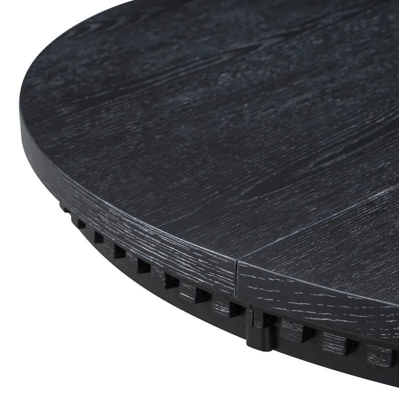 Retro 5-piece Dining Set Extendable Round Table and 4 Chairs for Kitchen Dining Room