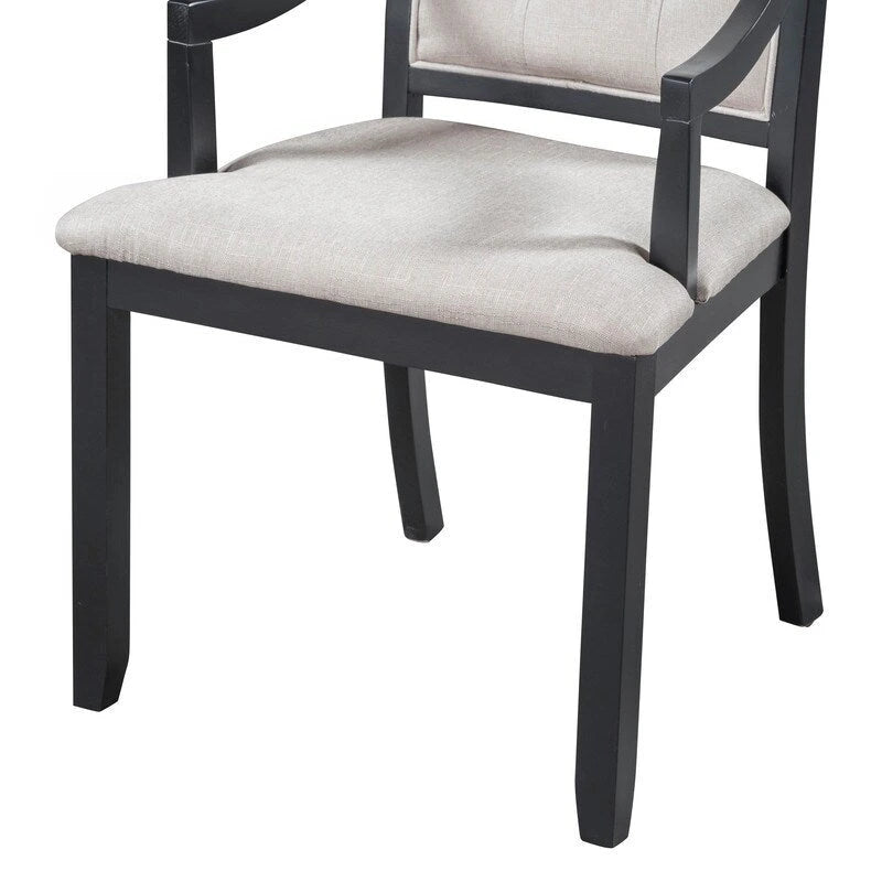 Retro 5-piece Dining Set Extendable Round Table and 4 Chairs for Kitchen Dining Room