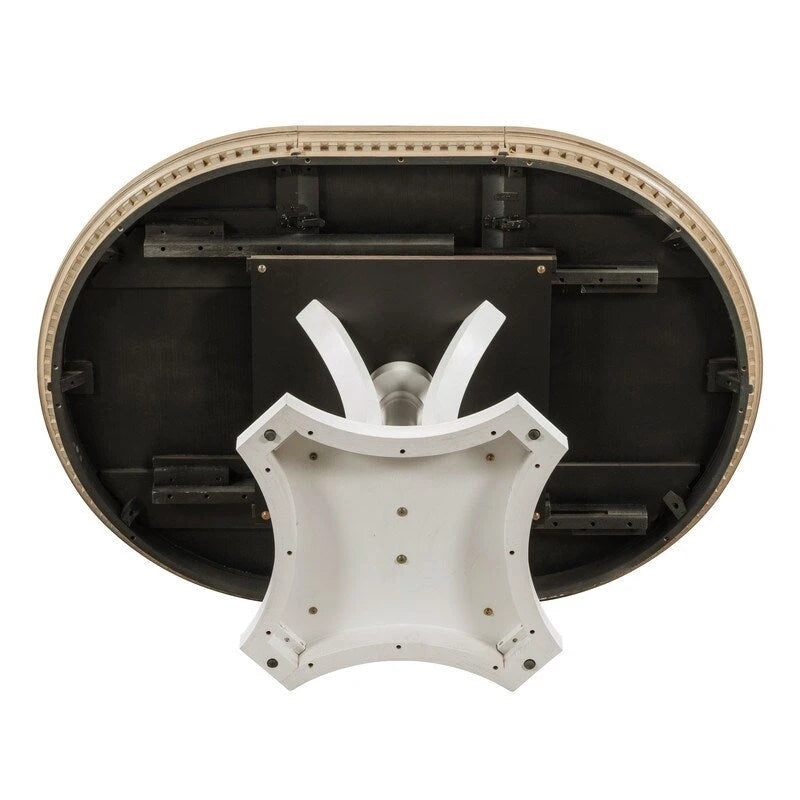 Retro 5-piece Dining Set Extendable Round Table and 4 Chairs for Kitchen Dining Room