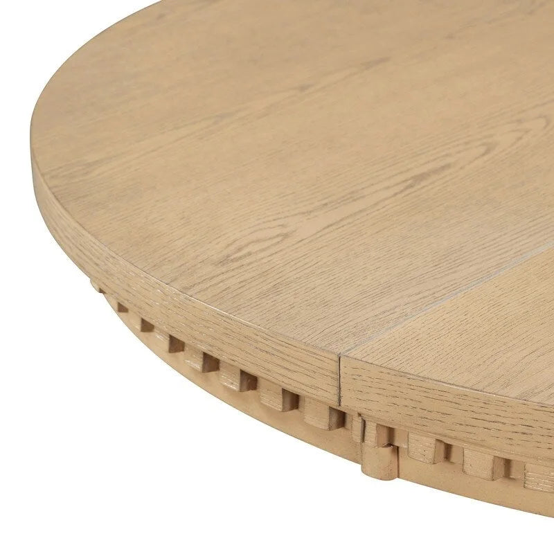 Retro 5-piece Dining Set Extendable Round Table and 4 Chairs for Kitchen Dining Room