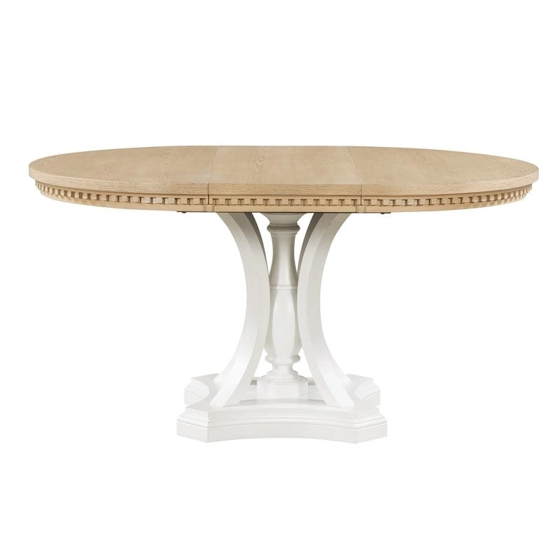 Retro 5-piece Dining Set Extendable Round Table and 4 Chairs for Kitchen Dining Room