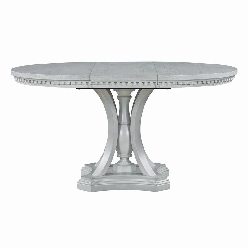 Retro 5-piece Dining Set Extendable Round Table and 4 Chairs for Kitchen Dining Room