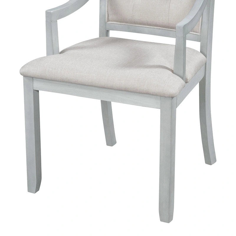 Retro 5-piece Dining Set Extendable Round Table and 4 Chairs for Kitchen Dining Room