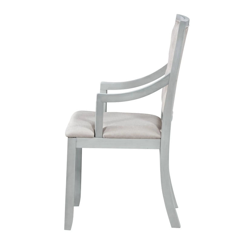 Retro 5-piece Dining Set Extendable Round Table and 4 Chairs for Kitchen Dining Room