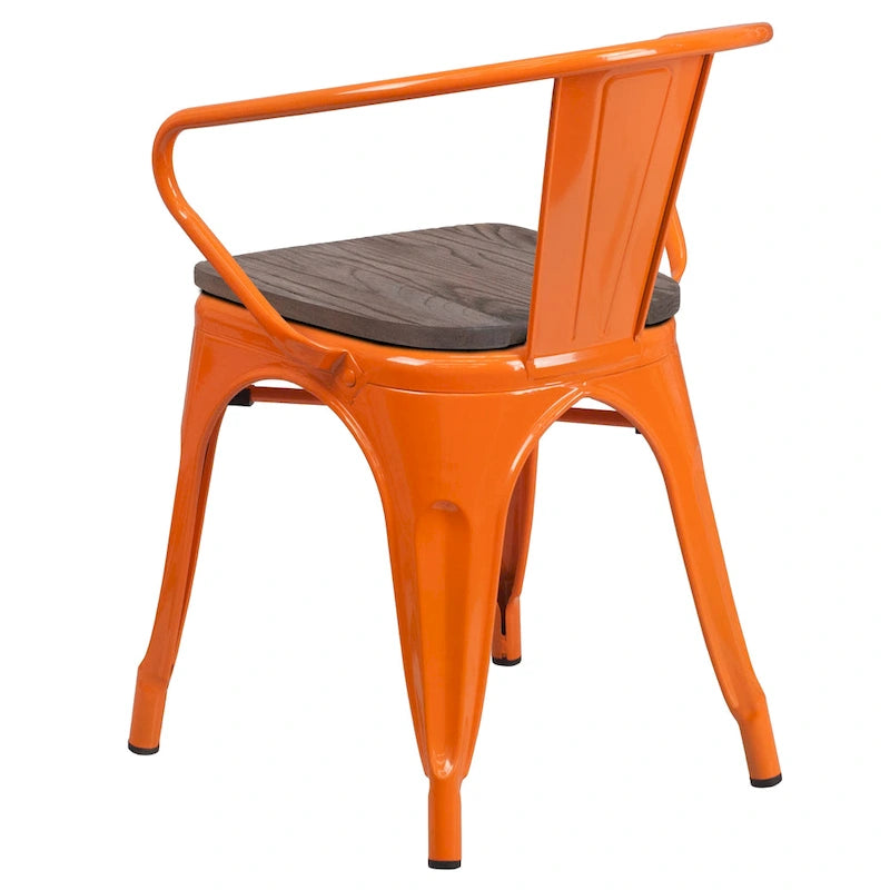 Metal Chair with Wood Seat and Arms