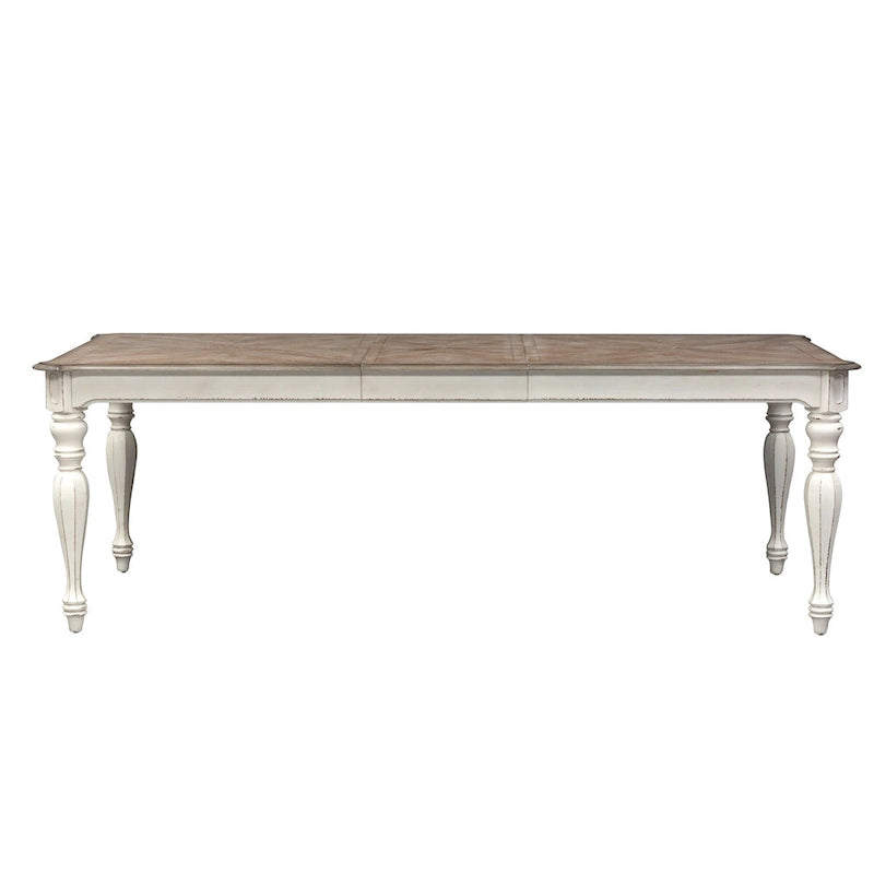Magnolia Manor Antique White Weathered Bark 7 Piece Leg Table Set