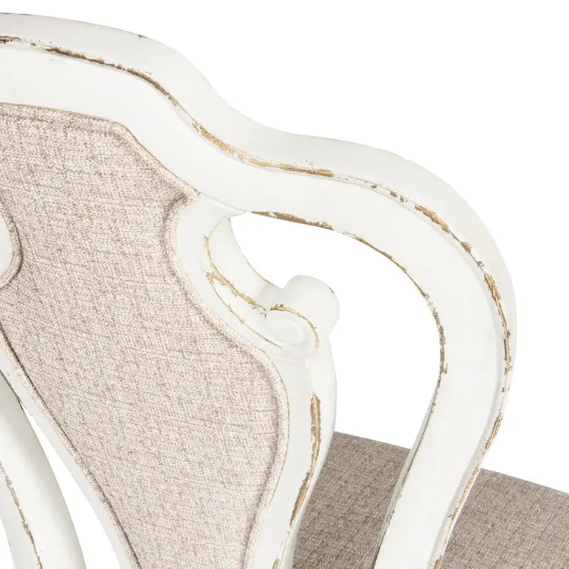 Magnolia Manor Antique White Weathered Bark 7 Piece Leg Table Set