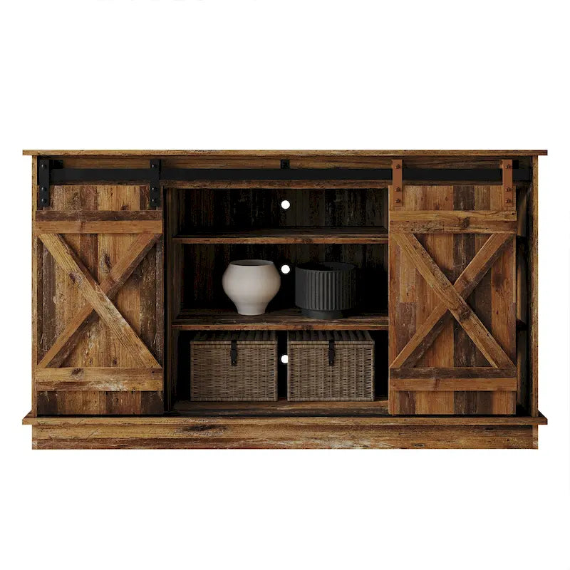 CraftPorch Vintage Style with X-shaped Metal Glides Doors Sideboard