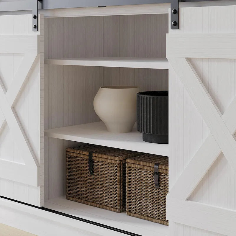 CraftPorch Vintage Style with X-shaped Metal Glides Doors Sideboard