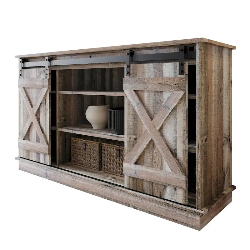 CraftPorch Vintage Style with X-shaped Metal Glides Doors Sideboard