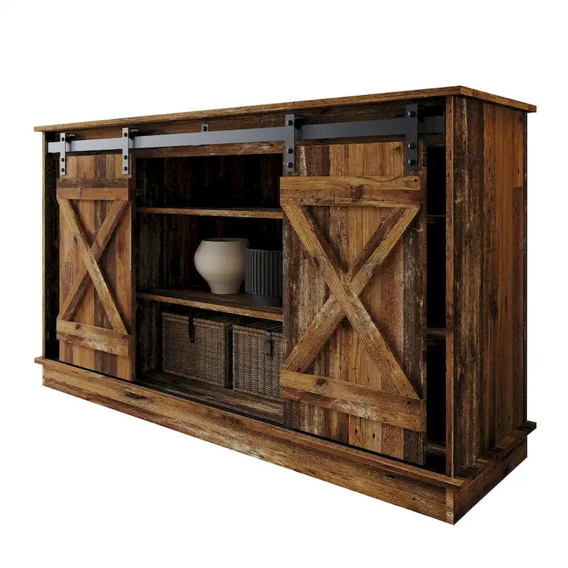 CraftPorch Vintage Style with X-shaped Metal Glides Doors Sideboard