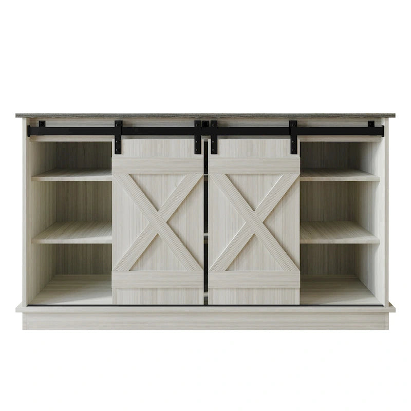 CraftPorch Vintage Style with X-shaped Metal Glides Doors Sideboard