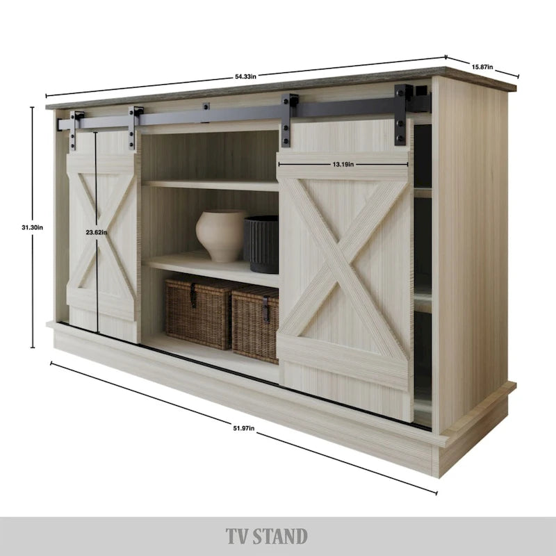 CraftPorch Vintage Style with X-shaped Metal Glides Doors Sideboard