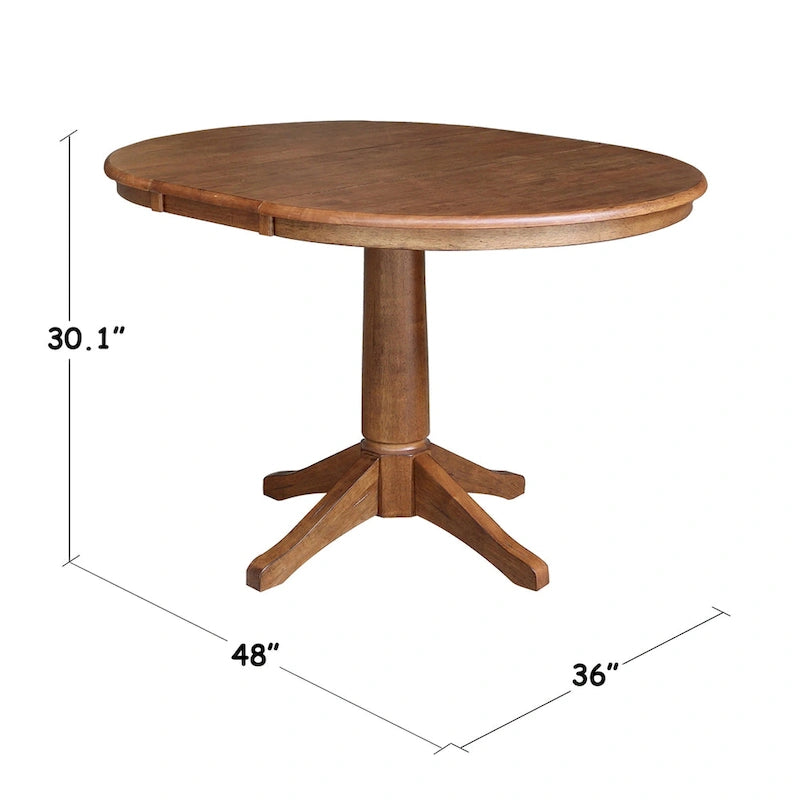 36  Round Solid Wood Extension Dining Table with 2 Dining Chairs