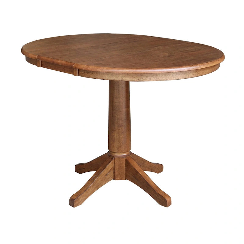 36  Round Solid Wood Extension Dining Table with 2 Dining Chairs