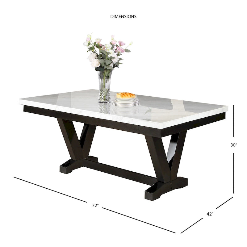 Steve Silver Fenton White Marble Dining Set