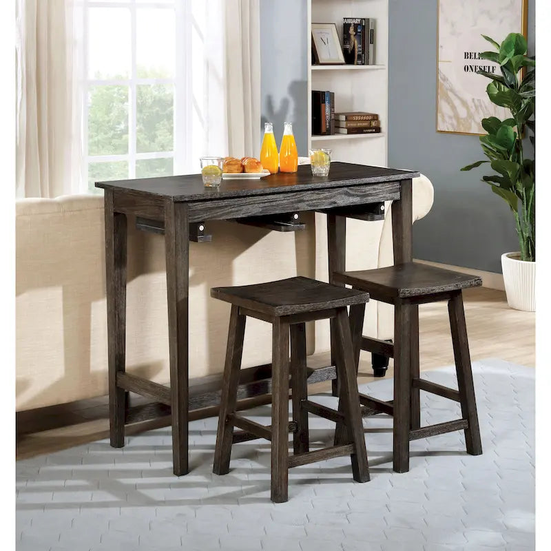 Flaros Transitional Solid Wood 3-Piece Bar Table Set by Furniture of America