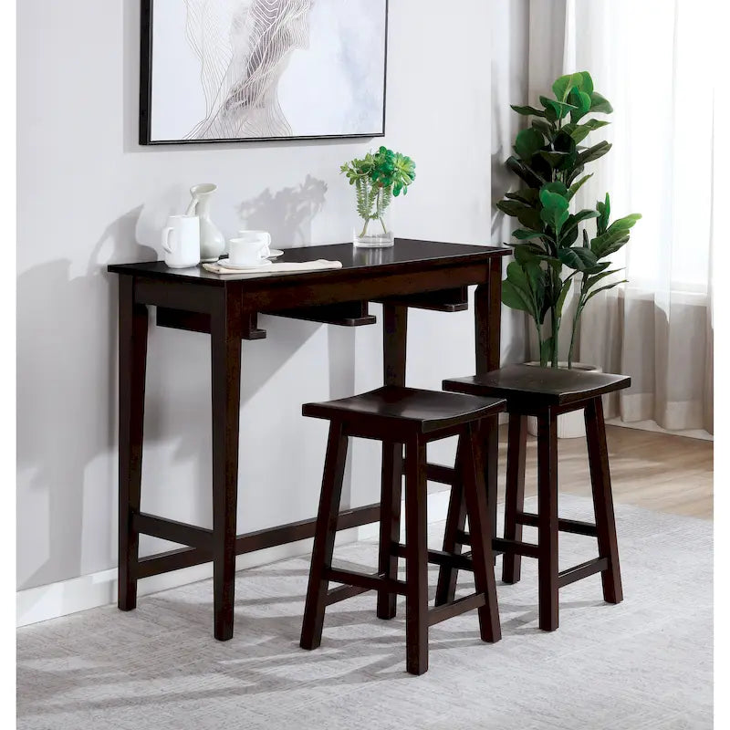 Flaros Transitional Solid Wood 3-Piece Bar Table Set by Furniture of America