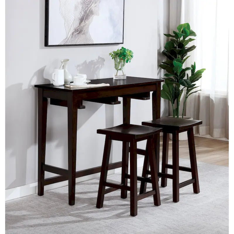 Flaros Transitional Solid Wood 3-Piece Bar Table Set by Furniture of America