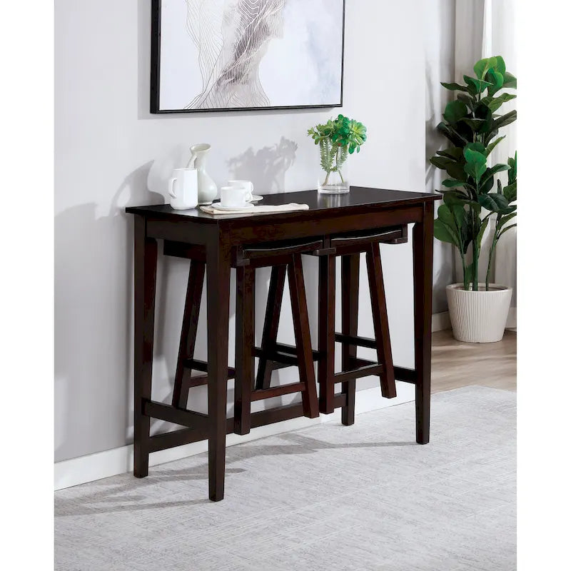 Flaros Transitional Solid Wood 3-Piece Bar Table Set by Furniture of America