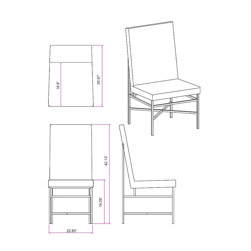 Somette Contemporary Side Chair with Steel Frame, Set of 2 - N/A