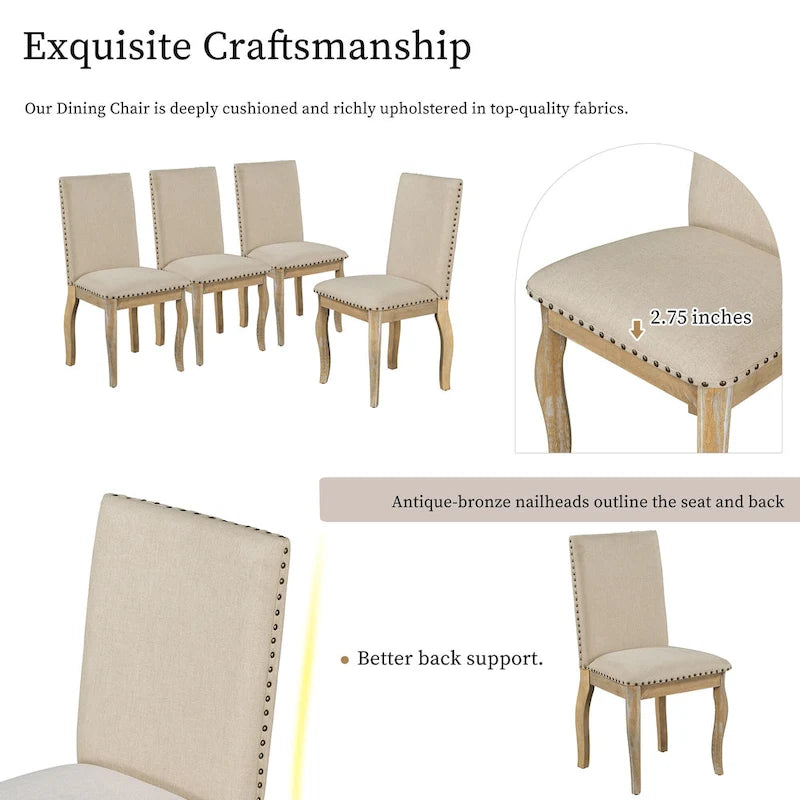 5-Piece Extendable Dining Table Set with Upholstered Chairs