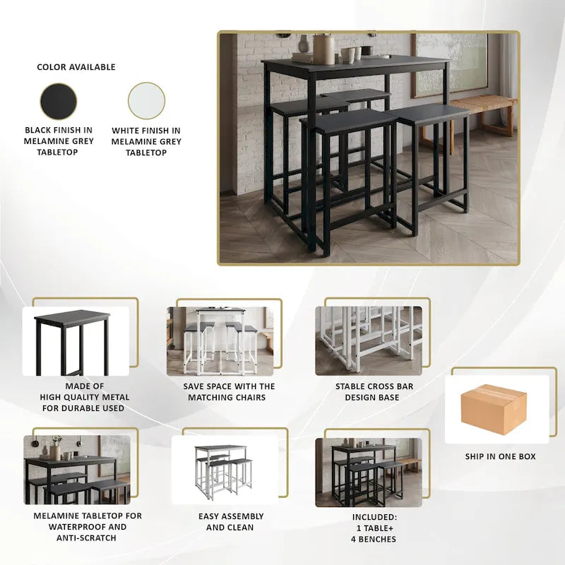 CraftPorch Elegant 5-piece Metal Dining Set