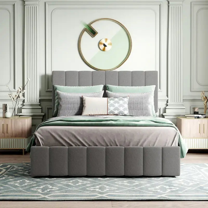 Mordern Upholstered Platform bed with a Hydraulic Storage System