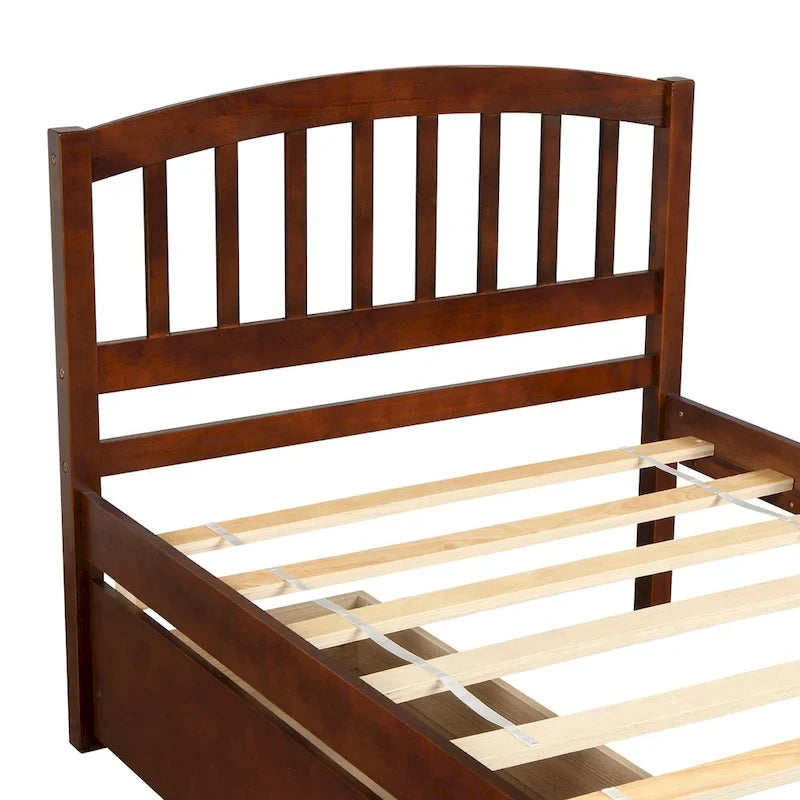 Nestfair Twin Size Wood Platform Bed with Two Drawers and Headboard