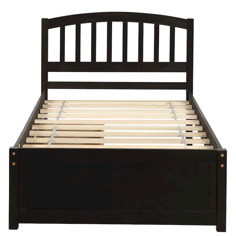 Nestfair Twin Size Wood Platform Bed with Two Drawers and Headboard