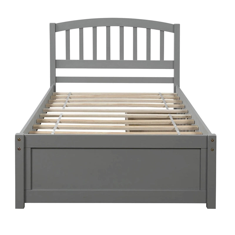 Nestfair Twin Size Wood Platform Bed with Two Drawers and Headboard