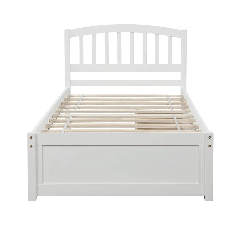 Nestfair Twin Size Wood Platform Bed with Two Drawers and Headboard