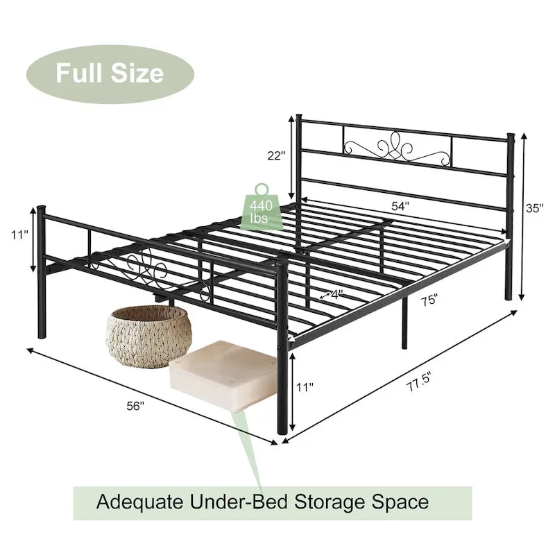 Twin/Queen/Full Metal Platform Bed Frame with Headboard and Footboard