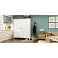 Home Traditional 2 Drawer Freestanding Wood Armoire in White Lacquer - 63 Wx71.3 