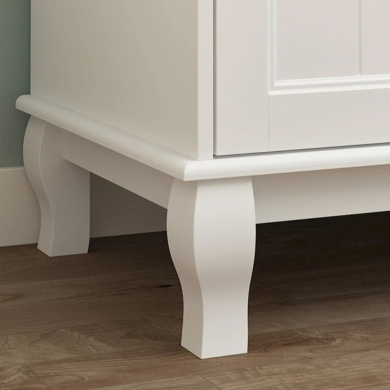 Home Traditional 2 Drawer Freestanding Wood Armoire in White Lacquer - 63 Wx71.3