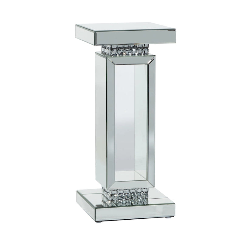 Glass Mirrored Pedestal Table - Silver - Roche River Decor - 12 Wx12 Lx28 H