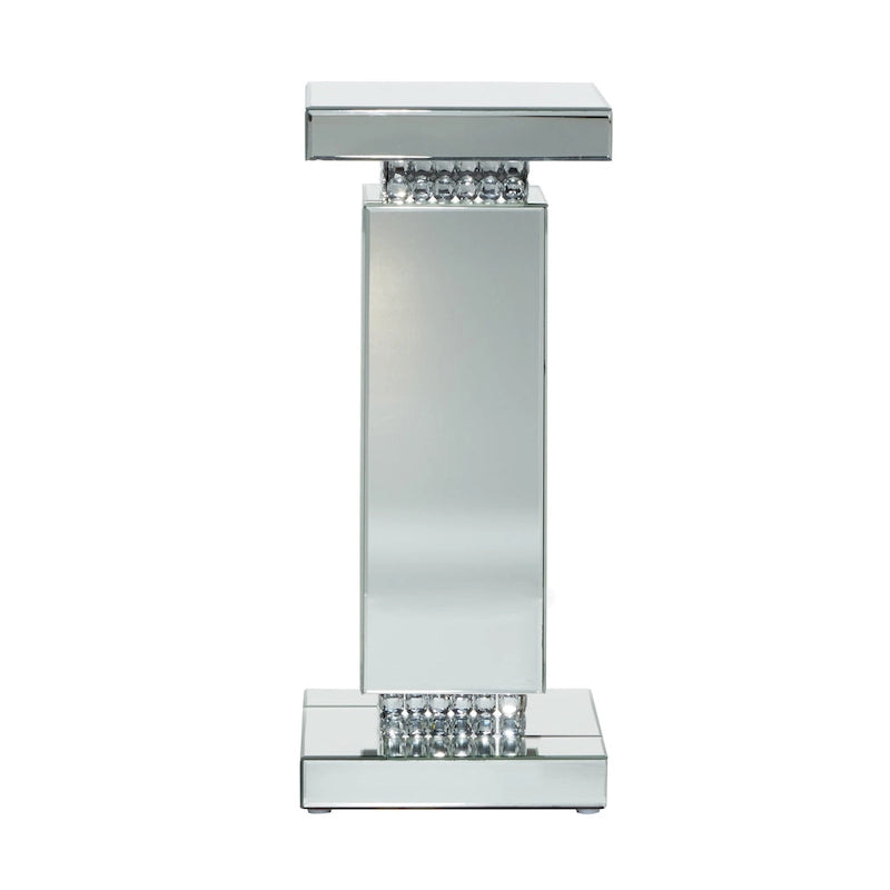 Glass Mirrored Pedestal Table - Silver - Roche River Decor - 12 Wx12 Lx28 H