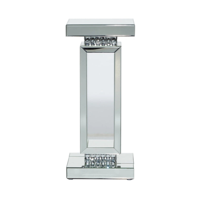Glass Mirrored Pedestal Table - Silver - Roche River Decor - 12 Wx12 Lx28 H