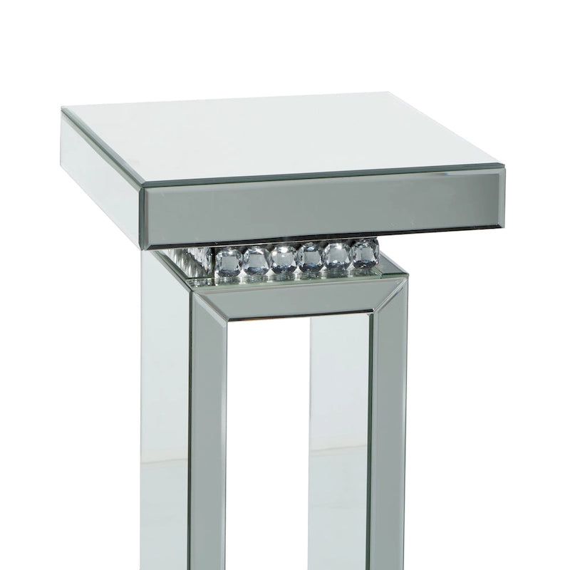 Glass Mirrored Pedestal Table - Silver - Roche River Decor - 12 Wx12 Lx28 H
