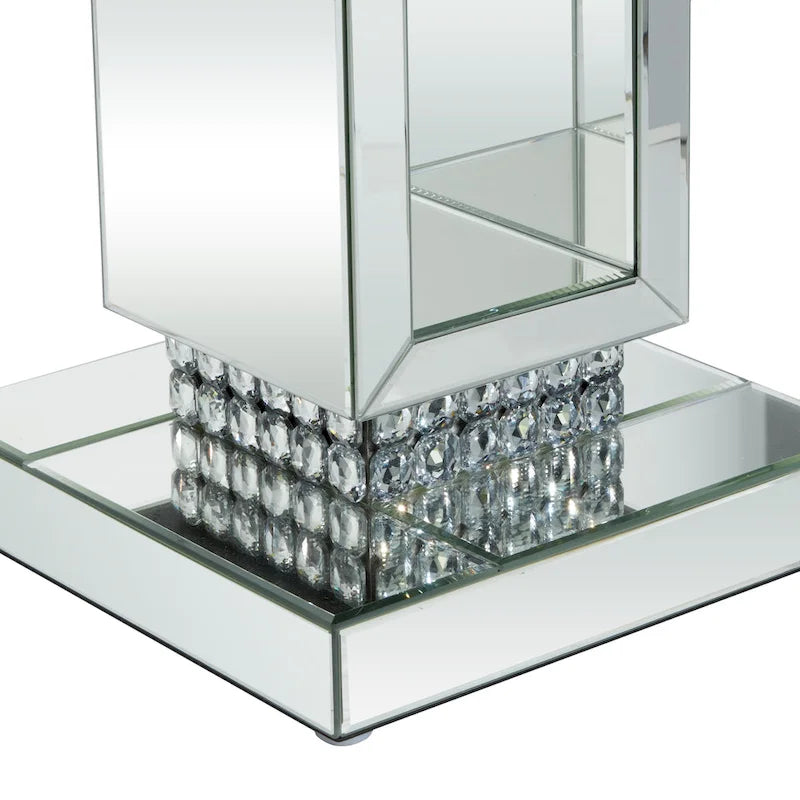 Glass Mirrored Pedestal Table - Silver - Roche River Decor - 12 Wx12 Lx28 H